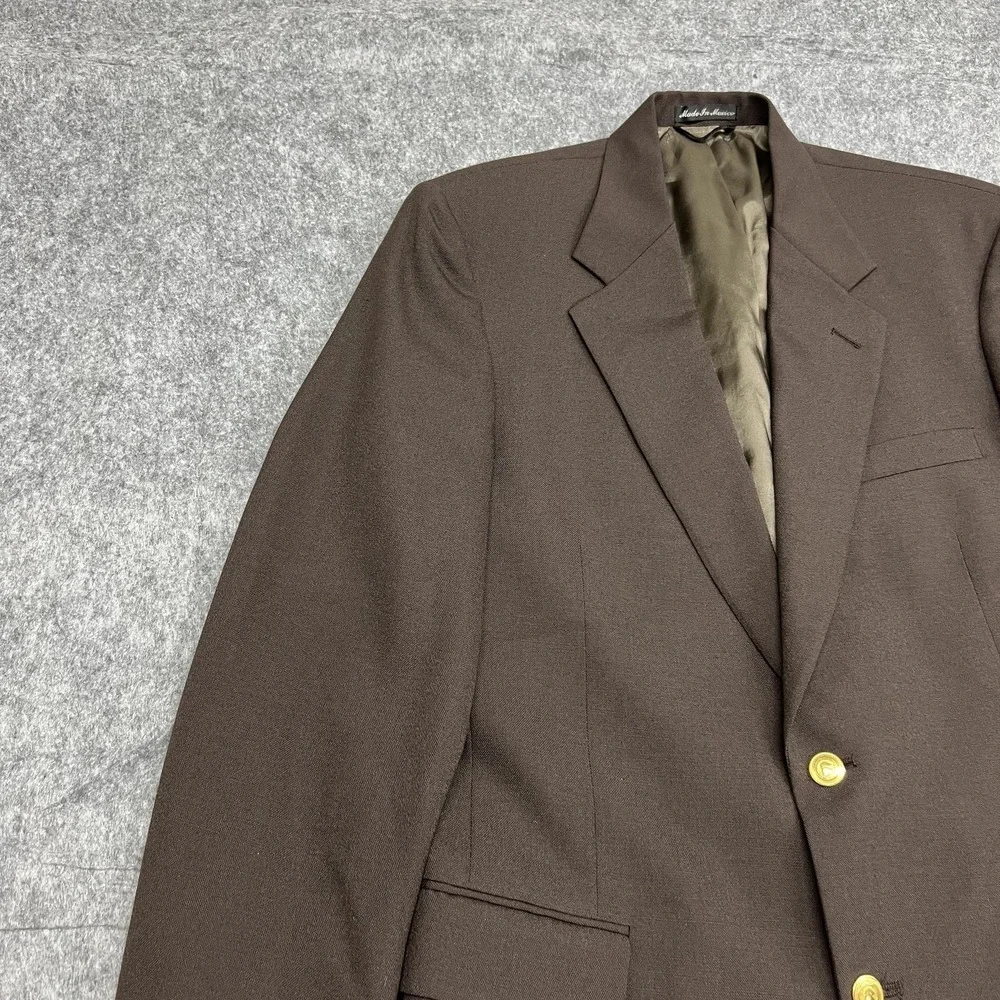 Wimbledon Of England Blazer Mens 40L Brown Wool Blend Gold Button Dillards READ